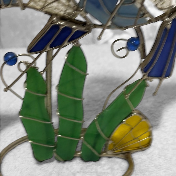 Multi-Colored Stained Glass Mosaic Fish Figurine/Art on Metal Stand - Picture 8 of 11